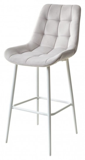 Барный стул ХОФМАН, цвет H-09 Светло-серый, велюр / белый каркас М-City в Лысьве - lysva.ok-mebel.com | фото 1