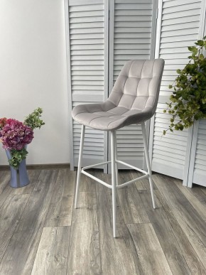 Барный стул ХОФМАН, цвет H-09 Светло-серый, велюр / белый каркас М-City в Лысьве - lysva.ok-mebel.com | фото 2