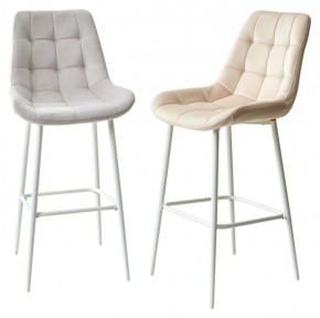 Барный стул ХОФМАН, цвет H-09 Светло-серый, велюр / белый каркас М-City в Лысьве - lysva.ok-mebel.com | фото 5