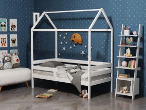 Детская кровать-домик из массива березы Соня-6 (800*1600) Белый/Лак в Лысьве - lysva.ok-mebel.com | фото