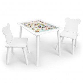 Детский комплект стол и два стула Мишка Rolti Baby с накладкой Алфавит (белая столешница/белое сиденье/белые ножки) в Лысьве - lysva.ok-mebel.com | фото