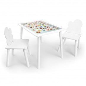 Детский комплект стол и два стула Облачко Rolti Baby с накладкой Алфавит (белая столешница/белое сиденье/белые ножки) в Лысьве - lysva.ok-mebel.com | фото