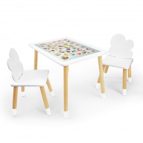 Детский комплект стол и два стула Облачко Rolti Baby с накладкой Алфавит (белая столешница/белое сиденье/береза ножки) в Лысьве - lysva.ok-mebel.com | фото