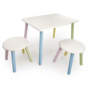 Детский комплект стол и два табурета круглых  (Белый, Белый, Цветной) в Лысьве - lysva.ok-mebel.com | фото