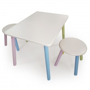 Детский комплект стол и два табурета круглых с накладкой Алфавит (Белый, Белый, Цветной) в Лысьве - lysva.ok-mebel.com | фото 3