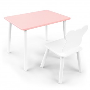 Детский комплект стол и стул «Мишка» Rolti Baby (розовый/белый, массив березы/мдф) в Лысьве - lysva.ok-mebel.com | фото