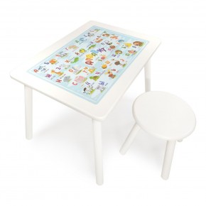 Детский комплект стол и табурет круглый Rolti Baby с накладкой Алфавит (белая столешница/белое сиденье/белые ножки) в Лысьве - lysva.ok-mebel.com | фото
