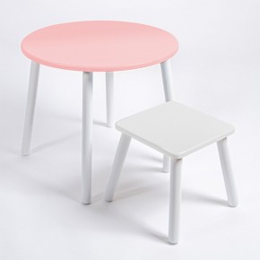 Детский комплект стол КРУГЛЫЙ  и табурет Rolti Baby (розовая столешница/белое сиденье/белые ножки) в Лысьве - lysva.ok-mebel.com | фото