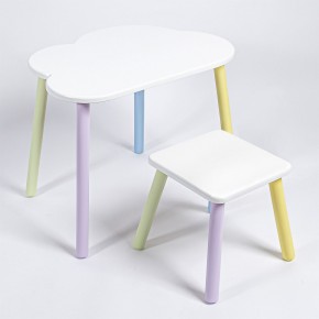 Детский комплект стол ОБЛАЧКО  и табурет Rolti Baby (белая столешница/белое сиденье/цветные ножки) в Лысьве - lysva.ok-mebel.com | фото