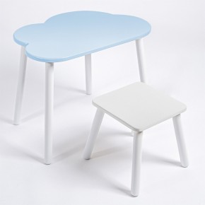 Детский комплект стол ОБЛАЧКО  и табурет Rolti Baby (голубая столешница/белое сиденье/белые ножки) в Лысьве - lysva.ok-mebel.com | фото