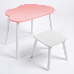 Детский комплект стол ОБЛАЧКО  и табурет Rolti Baby (розовая столешница/белое сиденье/белые ножки) в Лысьве - lysva.ok-mebel.com | фото