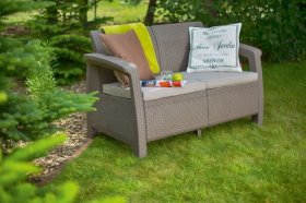 Диван пластиковый Корфу (Corfu love seat) капучино - песок в Лысьве - lysva.ok-mebel.com | фото 2