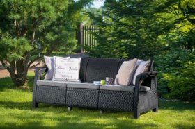 Диван пластиковый Корфу Макс (Corfu love seat max) графит в Лысьве - lysva.ok-mebel.com | фото 2