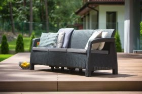 Диван пластиковый Корфу Макс (Corfu love seat max) графит в Лысьве - lysva.ok-mebel.com | фото 3