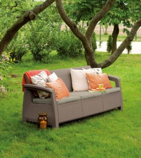 Диван пластиковый Корфу Макс (Corfu love seat max) капучино - песок в Лысьве - lysva.ok-mebel.com | фото 2