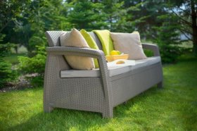 Диван пластиковый Корфу Макс (Corfu love seat max) капучино - песок в Лысьве - lysva.ok-mebel.com | фото 3