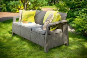 Диван пластиковый Корфу Макс (Corfu love seat max) капучино - песок в Лысьве - lysva.ok-mebel.com | фото 4