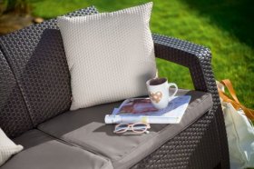 Диван пластиковый Корфу Макс (Corfu love seat max) коричневый в Лысьве - lysva.ok-mebel.com | фото 3