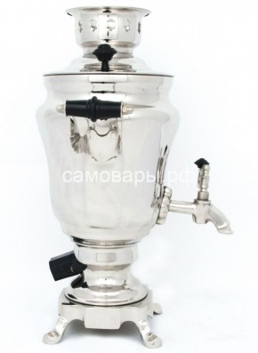 Электрический самовар из латуни никелированный на 1,5 литра форма "Тюльпан" с защитой от выкипания в Лысьве - lysva.ok-mebel.com | фото 3
