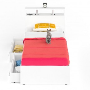 Камелия Кровать с ящиками 0900, цвет белый, ШхГхВ 93,5х217х78,2 см., сп.м. 900х2000 мм., без матраса, основание есть в Лысьве - lysva.ok-mebel.com | фото 4