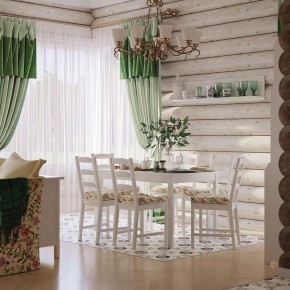 Комлект Вествик обеденный стол и четыре стула, массив сосны, цвет белый в Лысьве - lysva.ok-mebel.com | фото 1