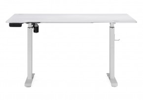 Компьютерный стол Маркос с механизмом подъема 140х80х75 белый / шагрень белая в Лысьве - lysva.ok-mebel.com | фото 3