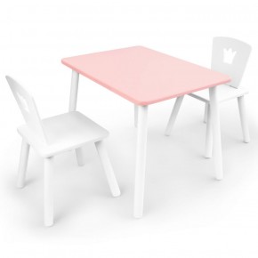 Комплект детской мебели стол и два стула Корона  (Розовый/Белый/Белый) в Лысьве - lysva.ok-mebel.com | фото