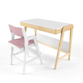 Комплект растущий стол и стул с чехлом 38 попугаев «Вуди» (Белый, Белый, Розовый) в Лысьве - lysva.ok-mebel.com | фото