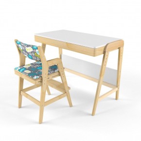 Комплект растущий стол и стул с чехлом 38 попугаев «Вуди» (Белый, Береза, Салют) в Лысьве - lysva.ok-mebel.com | фото