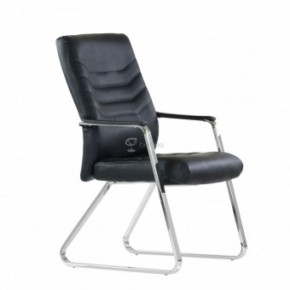 Кресло Barneo K-25 для посетителей и переговорных (хром, черная экокожа) в Лысьве - lysva.ok-mebel.com | фото