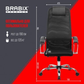 Кресло BRABIX PREMIUM "Ultimate EX-800" хром, плотная двойная сетка Х2, черное, 532911 в Лысьве - lysva.ok-mebel.com | фото 6