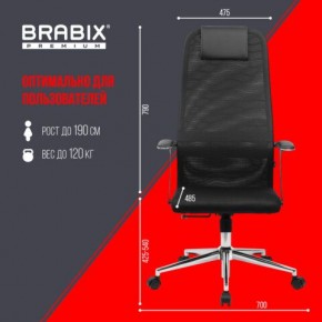 Кресло BRABIX PREMIUM "Ultimate EX-801" хром, плотная двойная сетка Х2, черное, 532917 в Лысьве - lysva.ok-mebel.com | фото 7