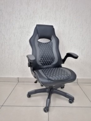 Кресло геймерское Barneo K-37 (черная кожа серые вставки) в Лысьве - lysva.ok-mebel.com | фото