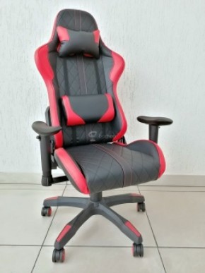 Кресло геймерское Barneo K-52 (черная экокожа красные вставки) в Лысьве - lysva.ok-mebel.com | фото
