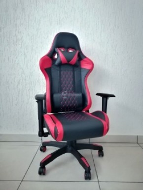 Кресло геймерское Barneo K-53 (черная экокожа красные вставки) в Лысьве - lysva.ok-mebel.com | фото