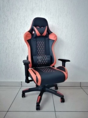 Кресло геймерское Barneo K-53 (черная экокожа оранжевые вставки) в Лысьве - lysva.ok-mebel.com | фото