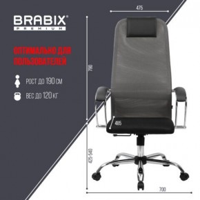 Кресло офисное BRABIX PREMIUM "Ultimate EX-800" хром, плотная двойная сетка Х2, черное/серое, 532912 в Лысьве - lysva.ok-mebel.com | фото 3