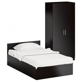 Кровать 1200 + Шкаф 2-х створчатый Стандарт, цвет венге, ШхГхВ 123,5х203,5х70 + 90х52х200 см., сп.м. 1200х2000 мм., без матраса, основание есть в Лысьве - lysva.ok-mebel.com | фото
