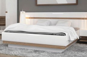 Кровать 140/TYP 91-01 с подъемником, LINATE ,цвет белый/сонома трюфель в Лысьве - lysva.ok-mebel.com | фото