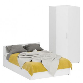 Кровать 1400 + Шкаф угловой Стандарт, цвет белый, ШхГхВ 143,5х203,5х70 + 81,2х81,2х200см., сп.м. 1400х2000 мм., без матраса, основание есть в Лысьве - lysva.ok-mebel.com | фото