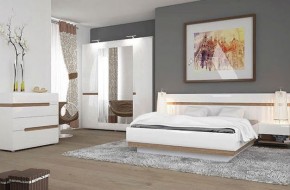 Кровать 160/TYP 92, LINATE ,цвет белый/сонома трюфель в Лысьве - lysva.ok-mebel.com | фото 3