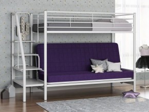 Кровать двухъярусная с диваном "Мадлен-3" (Белый/Фиолетовы) в Лысьве - lysva.ok-mebel.com | фото