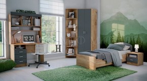 МАРТИНА Кровать 800 с настилом ЛДСП (Графит/Дуб крафт) в Лысьве - lysva.ok-mebel.com | фото 2