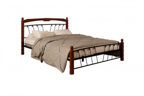 Кровать "Муза 1" КМД10 Черная (1600*2000) (ножки-махагон) с коваными изделиями в Лысьве - lysva.ok-mebel.com | фото