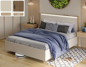 Кровать (Светло-серый U750 ST9/Дуб Галифакс Табак) 1400 в Лысьве - lysva.ok-mebel.com | фото
