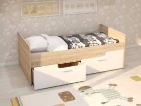 Кровать Умка К-001 + ящики (Дуб Сонома/Белый глянец) в Лысьве - lysva.ok-mebel.com | фото 1