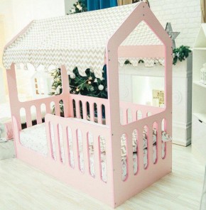Кровать-домик без ящика 800*1600 (Розовый) в Лысьве - lysva.ok-mebel.com | фото