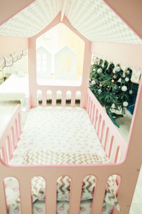 Кровать-домик без ящика 800*1600 (Розовый) в Лысьве - lysva.ok-mebel.com | фото 3