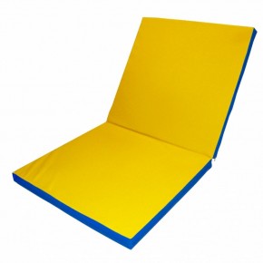 Мат гимнастический 2х1х0,1м складной цв. синий-желтый в Лысьве - lysva.ok-mebel.com | фото 1