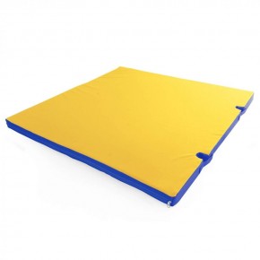 Мат гимнастический 1х1х0,08м с вырезом под стойки цв. синий-желтый в Лысьве - lysva.ok-mebel.com | фото 1